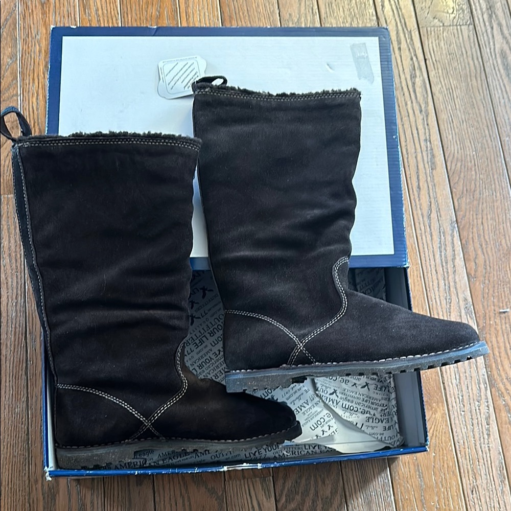 American Eagle Outfitters dark brown Winter Rain Boots - Picture 2 of 6